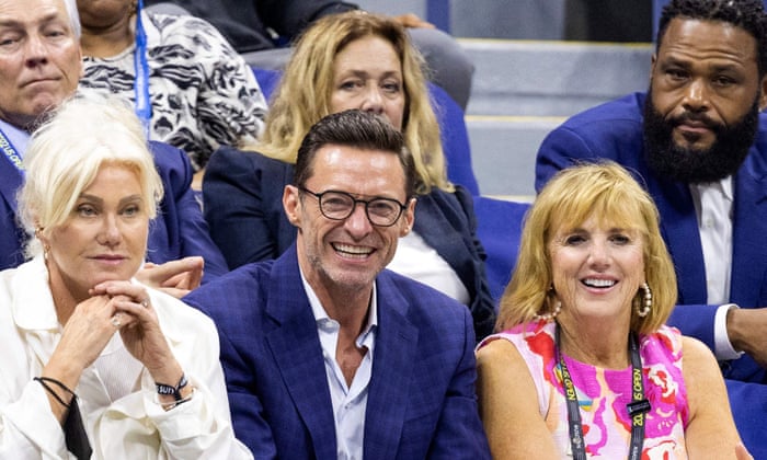 Hugh Jackman has stuck around to watch his fellow Australians. Anthony Anderson is at top right.