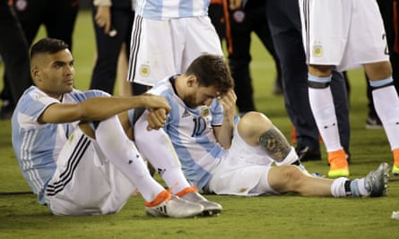 Lionel Messi contemplates another painful defeat in a Copa América final
