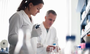 A medical student at work in a laboratory