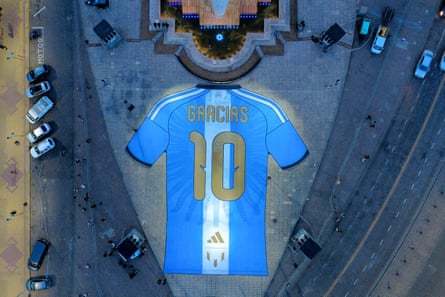 Fans in Rosario, Messi's home town, celebrate his international career.
