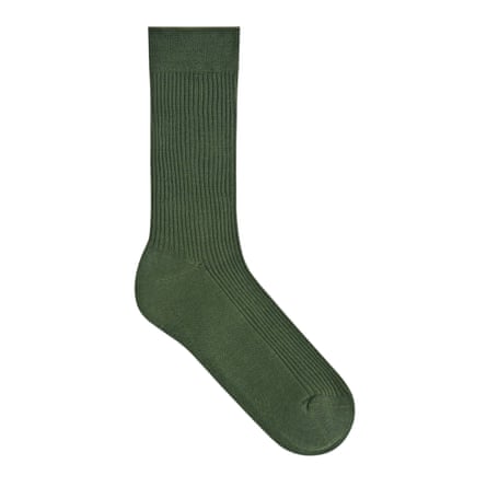 1 green ribbed silk sock