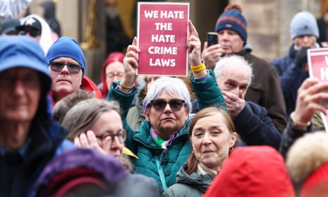 Demonstrators rally outside Holyrood against the SNP's hate crime bill