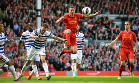 Jamie Carragher in action for Liverpool against QPR in May 2013 during his playing days.