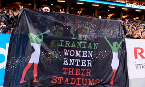 Iran fans make their views clear at an international match against Sweden in Stockholm in 2015.