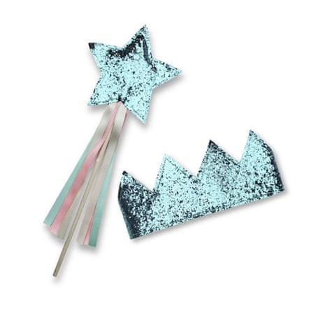 A Is For Alice Turquoise Glitter Wand and Crown Set