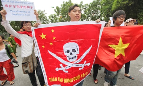 People in Hanoi protest against Chinese activity in the South China Sea.