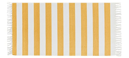 An H&M yellow-and-white striped rug