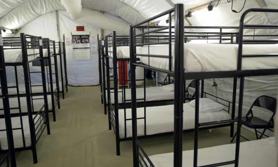 Bunk beds are seen at the HHS unaccompanied minors migrant detention facility at Carrizo Springs<br>Bunk beds are seen at the U.S. Department of Health and Human Services’ unaccompanied minors migrant detention facility at Carrizo Springs, Texas, U.S. July 5, 2019 in a still image from video released July 10, 2019. HHS/Handout via REUTERS. THIS IMAGE HAS BEEN SUPPLIED BY A THIRD PARTY.