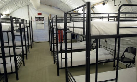 Bunk beds are seen at the HHS unaccompanied minors migrant detention facility at Carrizo Springs<br>Bunk beds are seen at the U.S. Department of Health and Human Services’ unaccompanied minors migrant detention facility at Carrizo Springs, Texas, U.S. July 5, 2019 in a still image from video released July 10, 2019. HHS/Handout via REUTERS. THIS IMAGE HAS BEEN SUPPLIED BY A THIRD PARTY.