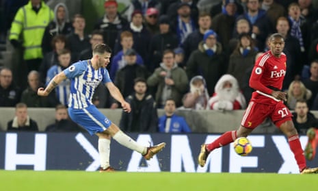 Pascal Gross puts Brighton 1-0 up with a shot from the edge of the area that went under Heurelho Gomes in the Watford goal.