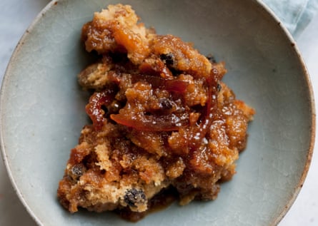 A heap of sticky marmalade pudding in a bowl