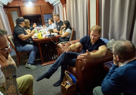 The prince and his team travel from Medyka in Poland, on the border with Ukraine, on an overnight sleeper train.