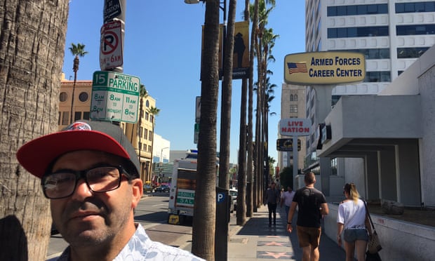 Marcel Hidouche, a tour bus operator, on Hollywood boulevard