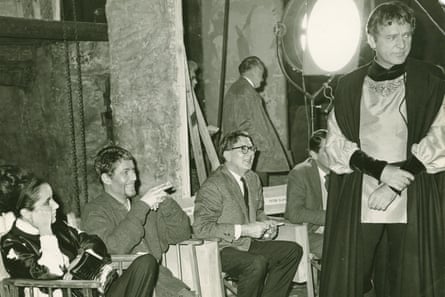 Studio photo of Elizabeth Taylor, Peter O’Toole, and Richard Burton on set of the 1964 film Becket.