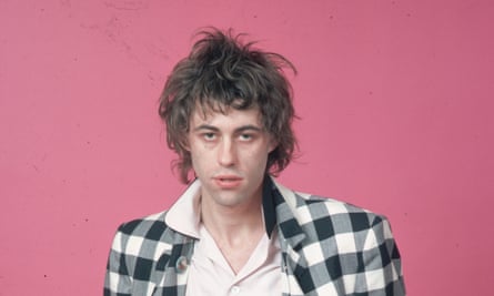 Bob Geldof wearing a black-and-white checked jacket in 1979 when he was in the Boomtown Rats