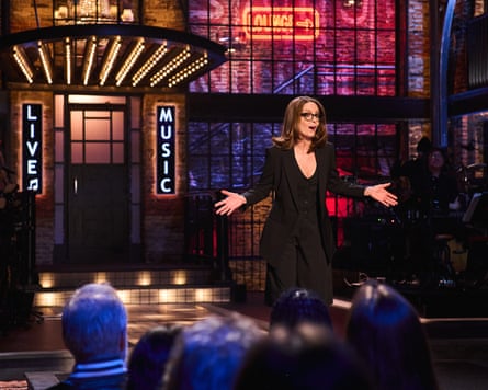 US comedian and writer Tina Fey hosting the first episode of Saturday Night Live UK on 22 March.