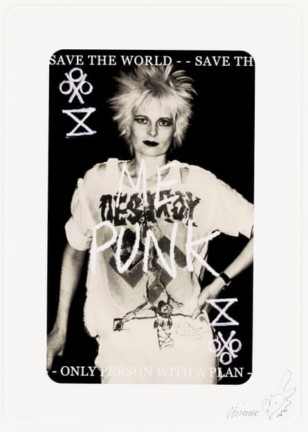 A Vivienne Westwood playing card featuring the designer in full punk mode