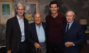 (Left to right) Damon Hill, Stirling Moss, Mark Webber and Jackie Stewart pictured in 2015.