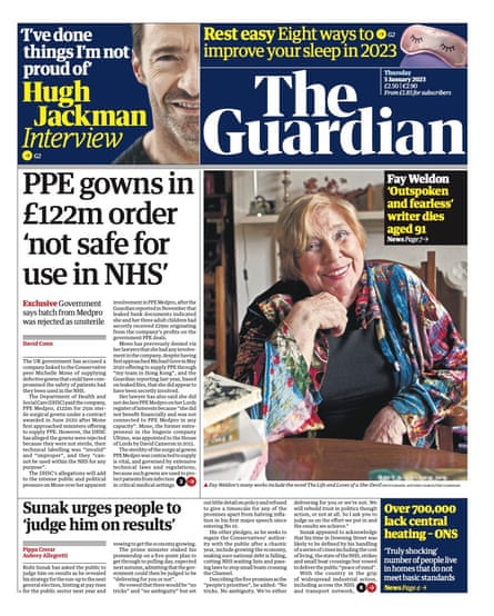 Guardian front page, 5 January 2023