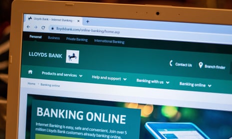 Lloyds bank online banking homepage shown on a computer