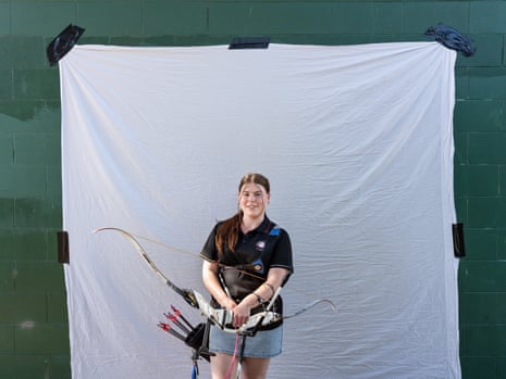 A young female archer with her bow and arrows