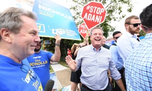 Tim Nicholls and anti-Adani protesters