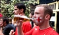 An England fan outside a pub during the 2006 World Cup.