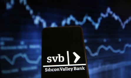 Silicon Valley Bank (SVB) - HSBCISTANBUL, TURKIYE - MARCH 13: In this photo illustration, logo of Silicon Valley Bank (SVB) is displayed on a mobile phone screen in Istanbul, Turkiye on March 13, 2023. (Photo by Cem Tekkesinoglu/Anadolu Agency via Getty Images)