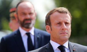 Macron and Philippe attending a second world war memorial in Suresnes, west of Paris, this week.