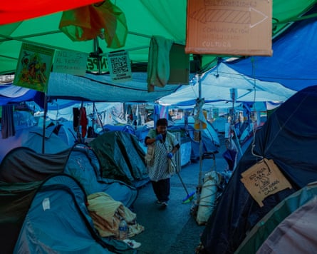 Tents at a housing protest in Spain
