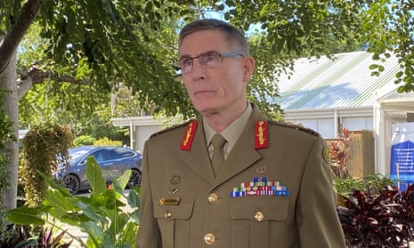 General Angus Campbell speaks to media before a hearing of the Royal Commission into Defence and Veteran Suicide in Townsville