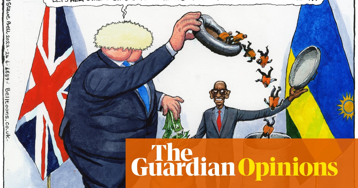 Steve Bell on Boris Johnson’s visit to Rwanda – cartoon