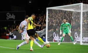 Watford’s Joao Pedro scores their third goal.