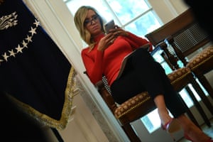 McEnany attends a meeting between Donald Trump and Texas governor Greg Abbott in the Oval Office.