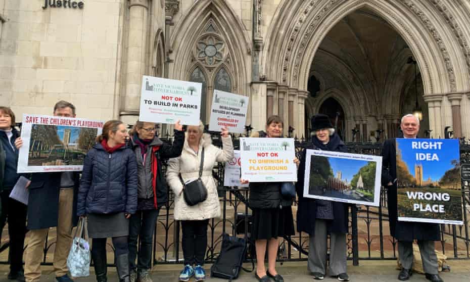 Protesters opposed to the project, which they said was the ‘right idea, wrong place’, outside the high court in London
