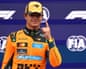 Lando Norris celebrates after qualifying in pole position at the F1 Dutch Grand Prix.
