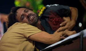 Beija-Flor samba school performers in the Sambadrome in Rio de Janeiro.