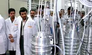President Mahmoud Ahmadinejad visits the nuclear facility in Natanz, Iran, 2008.