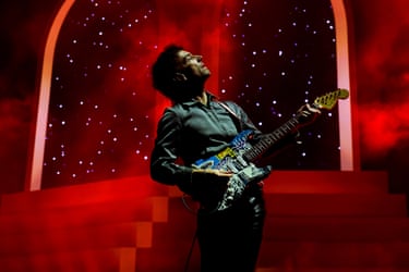 Albert Hammond Jr of The Strokes performs on the Coachella stage
