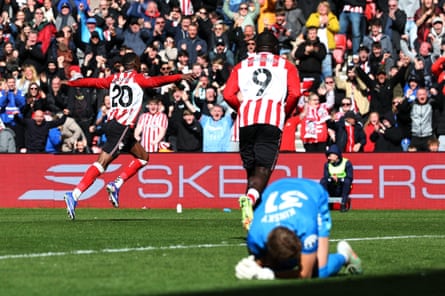 Nordi Mukiele celebrates after scoring.