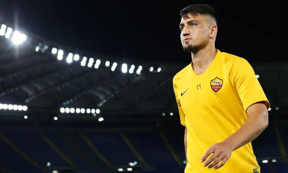 Cengiz Under warms up before Roma’s Serie A game against Parma in July. 