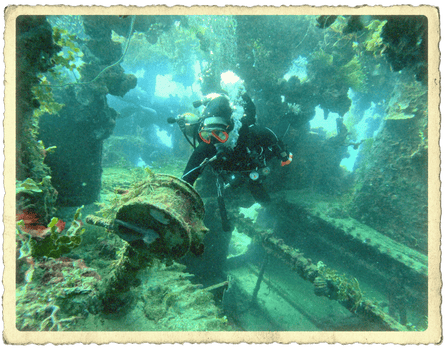 A diver looking for ship wreckage
