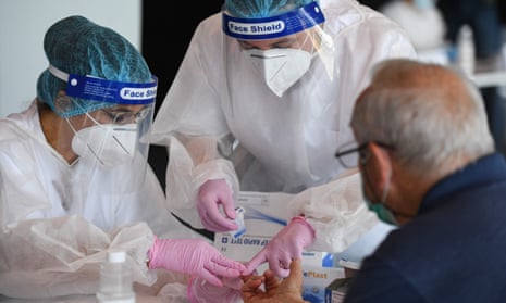 A man gets a Covid-19 antibody test in Bucharest, Romania