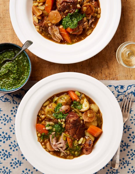 Lamb neck is usually a cheaper cut and great for stews, like Thomasina Miers’ cassoulet with neck of lamb, borlotti, radish and watercress.