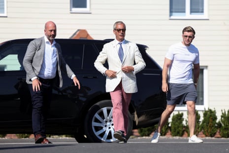 Nigel Farage arriving to vote at Walton-on-the-Naze in Clacton.