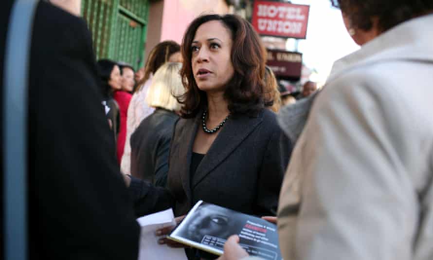 Kamala Harris speaks to supporters in San Francisco in October 2008.