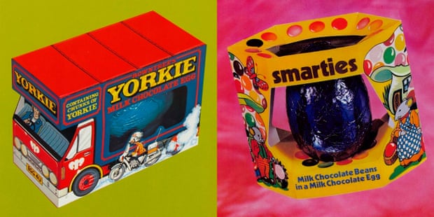 Images of Easter eggs from decades gone by that do not use the word Easter on their packaging.