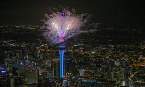 Fireworks from the SkyTower during Auckland New Year’s Eve celebrations,