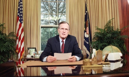 President George HW Bush addresses the nation about the deployment of troops to Panama in December 1989.