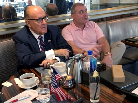 Rudy Giuliani, left, with Lev Parnas at the Trump Hotel in Washington in September.